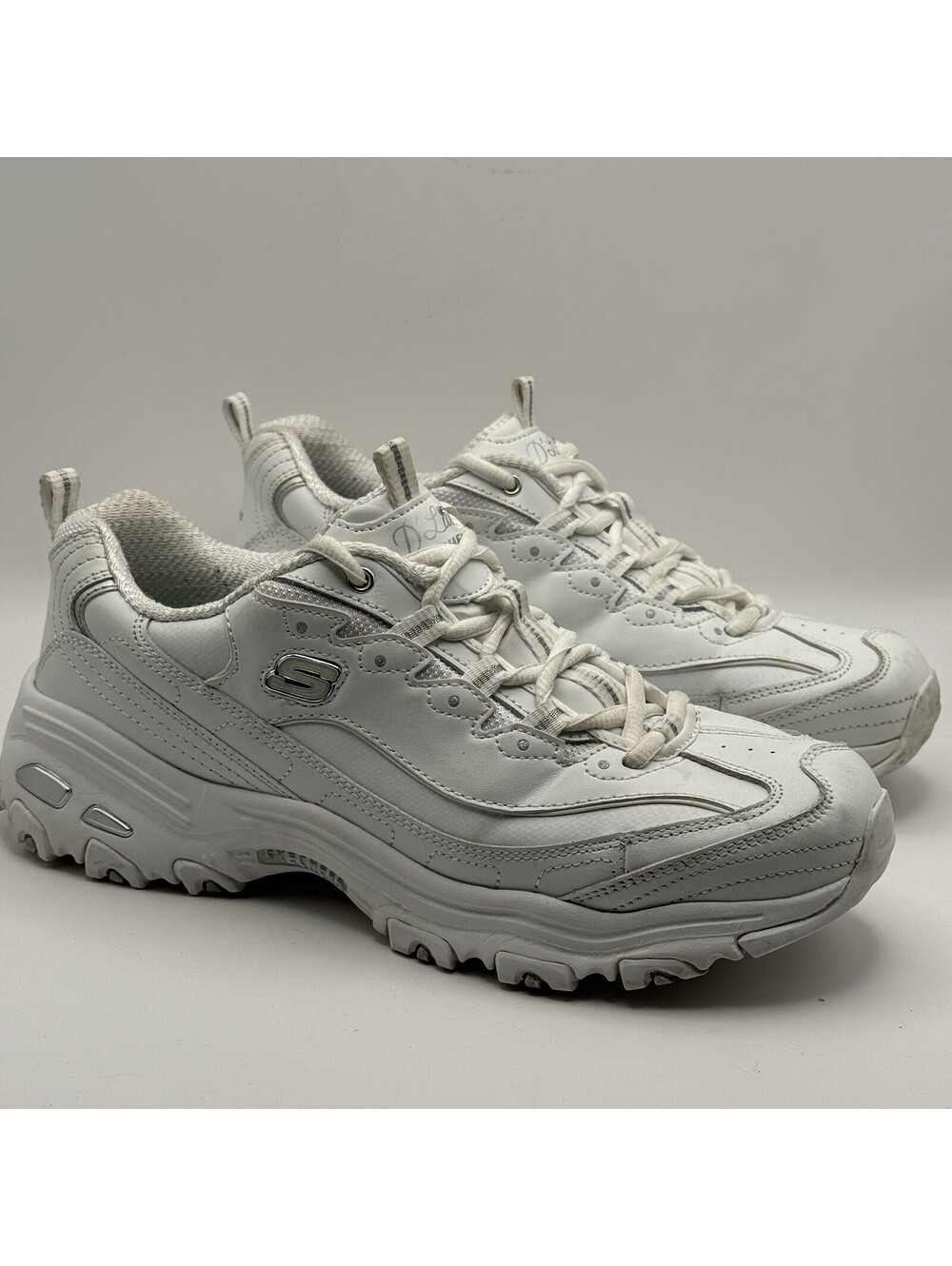Skechers D’Lites Women’s 10 Shoes Training Sneakers Off-white Chunky Leather